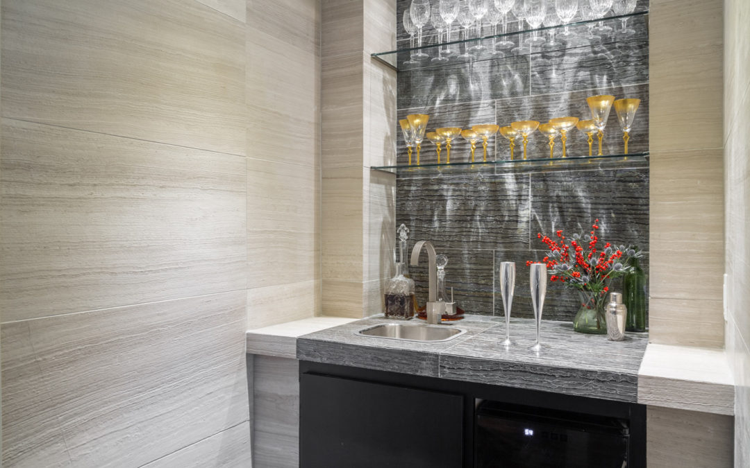 Wet Bar Area with Tile details